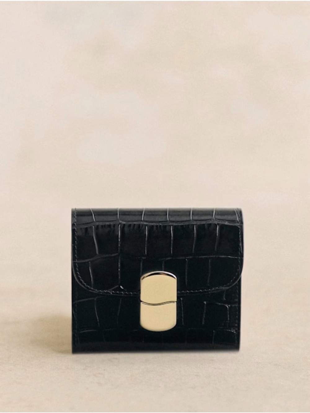 Milo Small Wallet, black crocodile